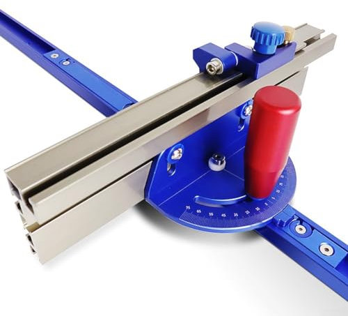 Medidor de inglete, medidor de inglete de sierra de mesa, valla de sierra ingletadora de precisión con escala de marcado láser, trineo de sierra de mesa de aluminio con extremos en ángulo de 75 grados