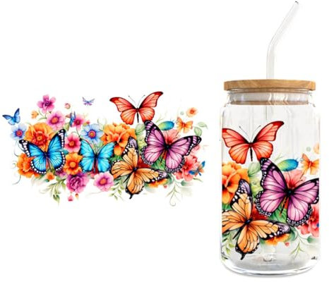 Asudaro UV DTF Cup Wrap Transferaufkleber Für Glas 16oz,Transferaufkleber,Für Tassen Möbelholz, Diy Handwerk,Klar Film Transfer Papier