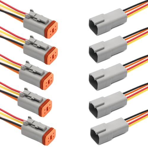 DT Stecker Connectors 4 Polig,DT Steckverbinder Wasserdichter,DT Stecker Steckverbinder,DT Auto Wasserdicht Elektrische Stecker Connectors mit 20cm 16 AWG Kabel für Auto, Motorräder, LKW