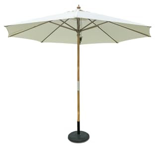 SiMPO LIFESTYLE Sonnenschirm 300 cm Holz-Sonnenschirm Marktschirm Gartenschirm Terrassenschirm Rund UV50+ (Beige, 3m)