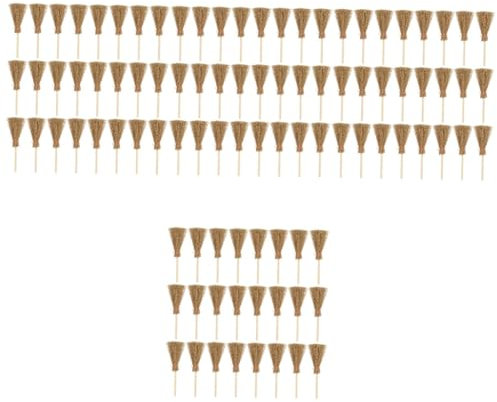 WHAMVOX 100 Pcs Small Broom Mini Broom Ornament Mini Halloween Broom Halloween Decorations Witch Craft Straw Broom Straw Broom Hanging Decoration Mini Halloween Decorations Brown Pine Wood