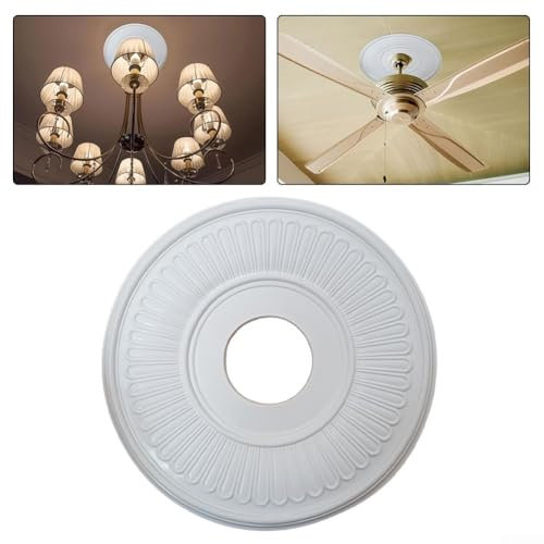 1 Pcs Split Lighting PU Ceiling Medallion Ceiling Cover Plate Ceiling Fan Medallion, For Light Fixtures Ceiling Light Trim, 33 * 10 * 3 Cm