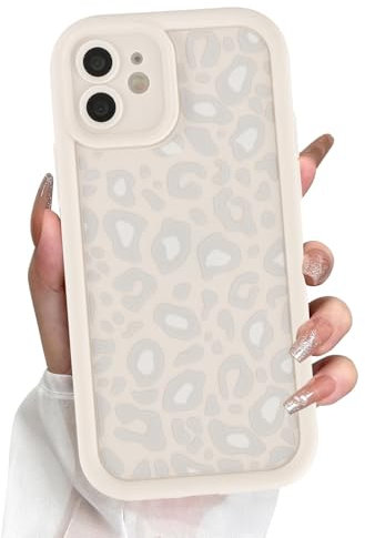 Yomjew Cheetah Print Phone Case for iPhone 11 Case 6,1, Cute Full Camera Lens Pattern Aesthetic Design Soft Slim Protective Shockproof TPU Phone Cover for Women Girls-White Leopard
