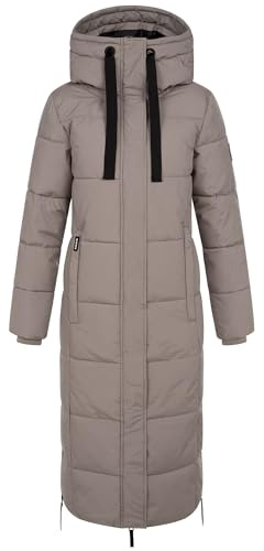 Sublevel Damen Winter Jacke Mantel Parka Steppjacke Steppmantel Wintermantel Lange Mantel warm gesteppt, Farbe:Braun, Größe:M (38)