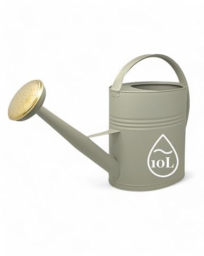 LIVLIG Gießkanne 10L aus Metall, mit abnehmbaren Gießkopf, Vintage Gießkanne, für den Garten, Farbe: Grün