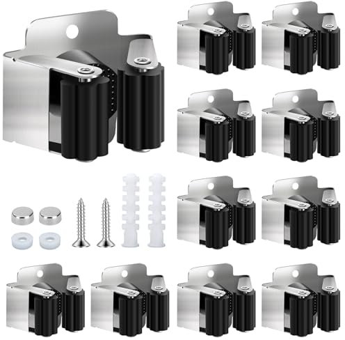 Gerätehalter Edelstahl Besenhalterun Gartengeräte Aufhängung Werkzeughalter Inkl Schrauben Besenhalterung Wand für Badezimmer Küche Büro Schrank Garten Garage 10 Stück