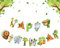 Easy Joy Jungle Animal Birthday Banner Safari Green Animal Happy Birthday Banner for Spring Summer Boy Girls Baby Shower Garden Tea Party Supplies