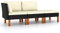 Myheimly 3-TLG. Garten-Lounge-Set Poly Rattan und Eukalyptus Massivholz Schwarz Sofa-Mittelteil Sofa-Eckteil Fußhocker
