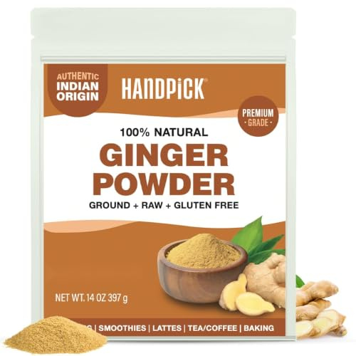 HANDPICK Ingwerpulver | 397 g Roh Gemahlen | Gemahlenes Ingwerpulver im wiederverschließbaren Beutel, für Küche, Backen und Getränke