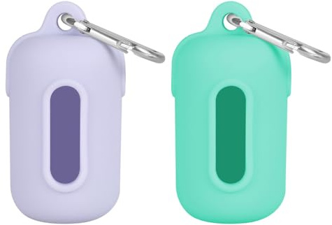 Dog Poop Bag Holder,2 PCS Silicone Pet Waste Bag Dispenser with Metal Hook Fits Any Leash for Pet Dog(not included dog poop bags)