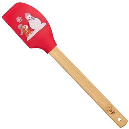 Tala Wooden Handles Silicone Spatula with Christmas Gingerbread Theme, Perfect for Baking, Stirring, and Scraping