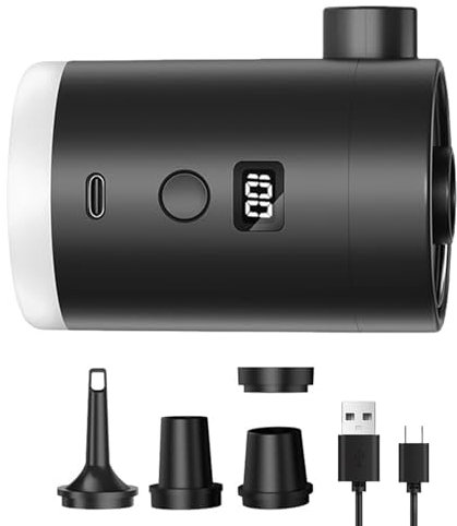 Reflimand Electric Pump for Inflatables - 400mAh Quick Portable Pump with 4 Nozzles | Compact Camping Supplies for Swimming Pool Travel Outdoor Home