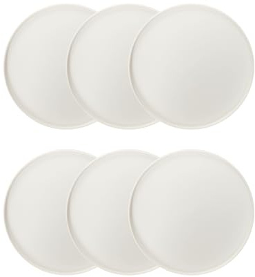 HOMLA FAMELIO Lot de 6 assiettes blanches 27 cm, élégantes, passent au lave-vaisselle, collection de vaisselle