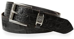 Camp David Herren Gürtel aus geprägtem Rindsleder, Ledergürtel mit Metall-Logo und eckiger Dornschließe, 3,5 cm breit