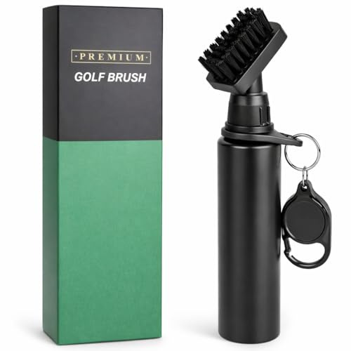 Golf Club Cleaner Brush with Water Spray, Golf Groove Cleaner Tool, Retractable Clip & Carabiner, Portable Golf Club Cleaning Brush for Irons & Wedges, Removes Dirt, Grass & Mud, Golf Accessories