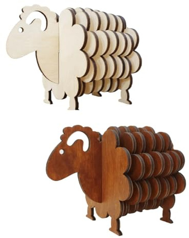 Osmond 2 Sets Sheep Coaster Set Wooden Sheep Figurines Home Decor