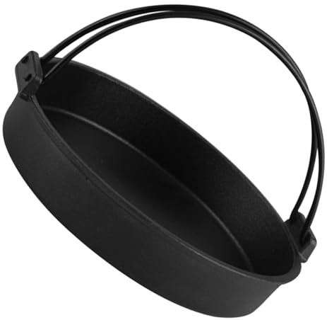 Cast Iron Sukiyaki Pot Thickened Round Black Double Handle | Anti-scalding Grip, Easy to Clean Surface, Non-slip Design, Easy Maintenance, Home and Restaurant Use