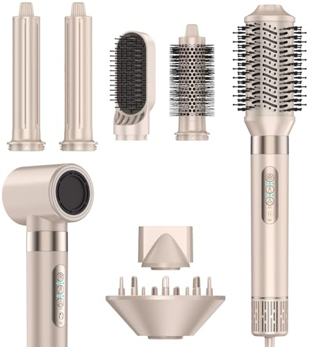 8-in-1 High Speed Hot Air Styler Hair Dryer Set – 110,000 RPM Ionic Blow Dryer Brush with Auto Air-Curlers, Diffuser, Volumizer & Thermal Brush for Fast Drying & Frizz-Free Shine