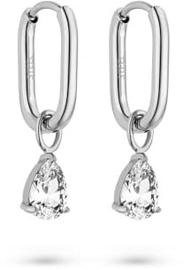 s.Oliver Damen Schmuck – Creolen aus Edelstahl mit funkelnden Steinanhängern in verschiedenen Farben – Elegant & Zeitlos schön – Perfekte Geschenkidee