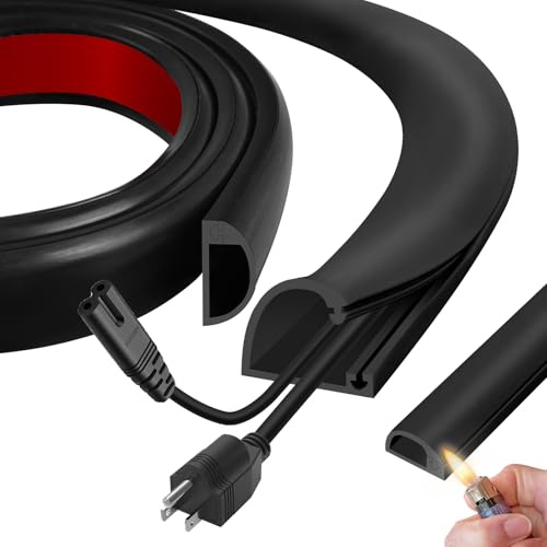 Flame-Retardant 1m Cable Trunking for TV & Garden Cables Silicone Flexible Trunking Fits 2-5 Cords, Self-Adhesive Trunking for Electric Cables for Home Office, Walls & Floors(27mm,Black)