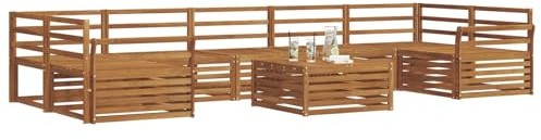 vidaXL Outdoor-Sofagarnitur 8 pcs Natur, Garten-Sofa, modulares Möbel, robuste Sitzgelegenheiten, Moderne Lounge für Terrassen, bequemes Set