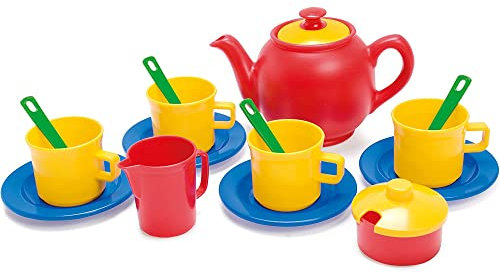 Dantoy - Teeservice Spielset mit Servierbrett - Teeparty für Kinder - 18 Stück - Für Kinder ab 2 Jahr - Spielzeug für Kinder - Kinderküche Rollenspiel - Hergestellt in Dänemark.