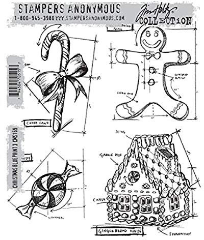 Stempel Anonymous Tim Holtz selbst Gummi-Stempel-Set Bluetooth X 21,6 cm, Baupläne Weihnachten # 3