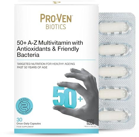 Pro-Ven Probiotics for Adults Age 50+ | Gut Health & Immune System Support | 2.5 Billion CFU Friendly Bacteria & Multivitamin Supplement | 30 Capsules
