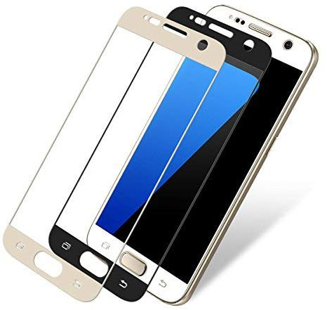 NOVAGO Compatible avec Samsung Galaxy S7 Pack de 2 Films Protection Écran en Verre trempé Couvre la totalité de l'écran pour Samsung Galaxy S7 (1 Noir+1 Doré)