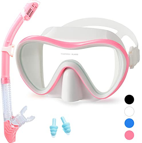Supertrip Trocken Schnorchelset mit Anti-beschlag Taucherbrille Panorama Blickfeld gehärtete wasserdichte Gläser Schnorchelbrille Taucherset für Erwachsene Unisex Trockenschnorchel