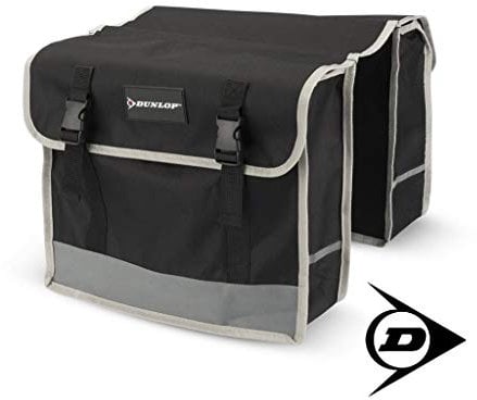 Dunlop FGT19 Doppel-Fahrradtasche Gepäckträgertasche für Rahmen, Cityrad Gepäckträger Tasche je 14,5 L Volumen, wasserdichte Radtasche , Fahrrad Seitentasche mit Clip-Verschluß, schwarz