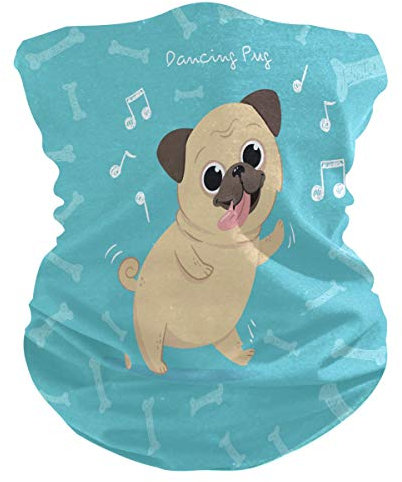 Cartoon Tanzen Mops Gesichtsmaske Schlauchtuch Kopftuch Stirnband Bandanas Kopfbedeckung Halstuch Gesichtsschal Für Männer Frauen Den Sport