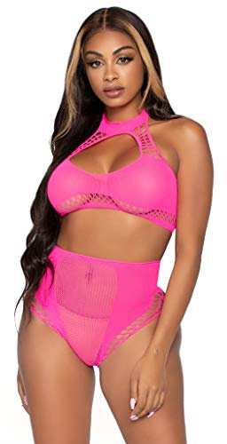 Leg Avenue BH- und Unterhose Sets-8163222029 Neon Pink One Size