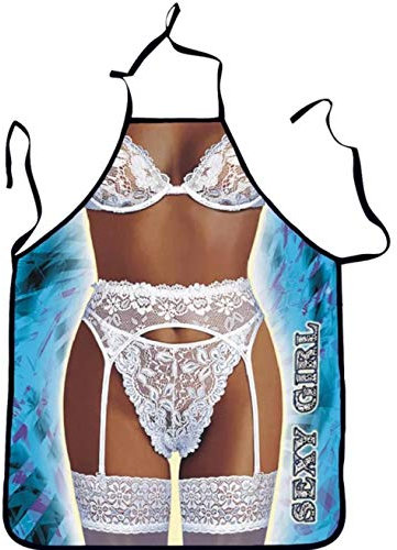 WOO LANDO Küchenschürze mit Nackenband zum Umbinden -wasserabweisend 73x57 cm (DESSOUS)