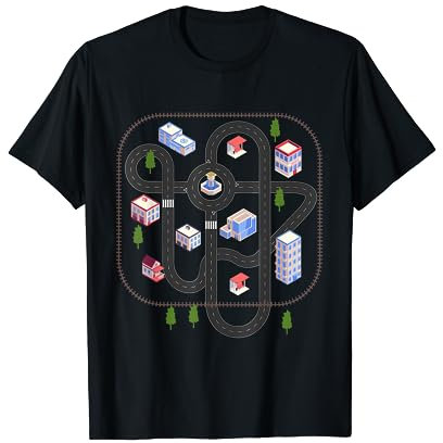 Spielteppich Spielstraße T-Shirt Stadt Straßenteppich Grafik T-Shirt
