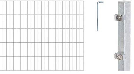 Alberts 656591 Doppelstabmattenzaun als 24 tlg. Zaun-Komplettset | verschiedene Längen und Höhen | feuerverzinkt | Höhe 100 cm | Länge 22 m