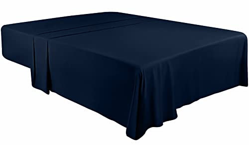 Utopia Bedding - Bettlaken ohne Gummizug - Betttuch 167 x 243 cm - Laken für Bett 90 x 190 cm - Flaches Blatt weiche gebürstete Mikrofaser - Marineblau