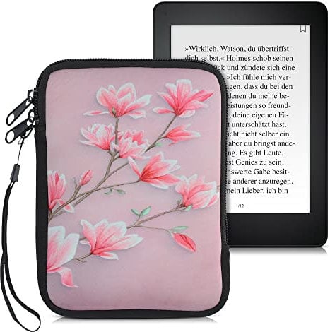 kwmobile Housse de Protection pour Liseuse - Étui de Protection 17 x 12 x 2 cm pour E-Reader en Néoprène - Rose Clair-Blanc-Rose Ancien