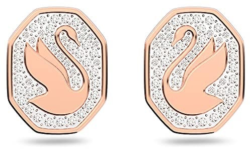 Swarovski Signum Ohrstecker, Weiße und Rosé Vergoldete Ohrringe mit Klaren Swarovski Kristallen