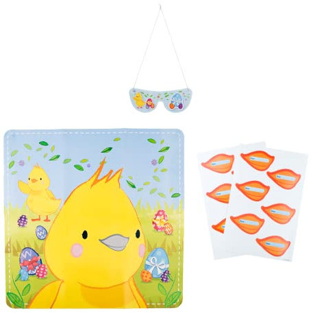 HENBRANDT Stick the Beak on the Chick Easter Party Game Spring Chick Kids Games Easter Egg Hunt Spring Party Games Kids Easter Activity Game for Boys and Girls