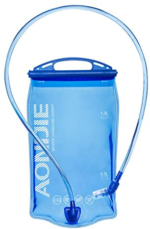 ACHSOO 1L/1.5L/2L/3L Faltbares Wasserbeutel Trinkblase mit Schlauch Hydration Bladder Sport Wasser Blasen Rucksack zum Radfahren Camping Walking (1L/34oz, PEVA)