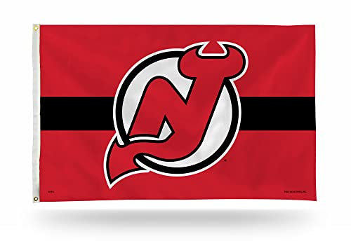 Rico Industries NHL Hockey New Jersey Devils Red with Black Stripe 3' x 5' Banner Flag Single Sided - Indoor or Outdoor - Home Decor