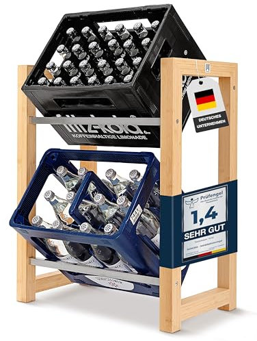 MANUMA® Das Original Getränkekistenregal Holz - Besonders Stabil und Platzsparend - Getränkeregal - Getränkekistenregal 2 Kisten - Kistenregal - Lagerregal für Getränke - Bierkisten Regal