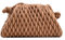 ELDA Knödeltasche für Damen, gesteppt, Clutch, Handtasche, Wolke, Geldbörse, modisch, gerüscht, handgefertigt, Leder, Khaki, Medium