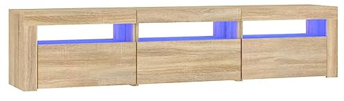 vidaXL TV Schrank mit LED-Leuchten Lowboard TV Möbel Tisch Board Sideboard Fernsehtisch Fernsehschrank HiFi-Schrank Sonoma-Eiche 180x35x40cm