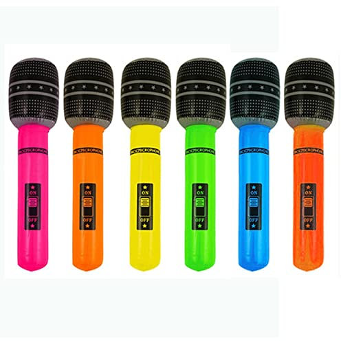 Luftballons Aufblasbare Mikrofone, Microphon Spielzeug Aufblasbar für Kinder, Inflatable Party Props Zubehör, für 80er/90er-Konzerte und Partys, Karneval, Mottoparty, (Zufällige Farbe), 6 Stück