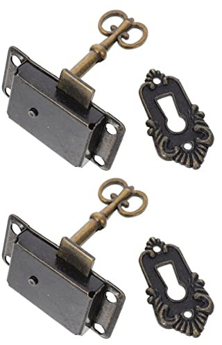 HONMEET 2 Pcs Antique Locks for Cabinets and Wardrobes Secure Furniture Locks with Keys Vintage Style Security Locks for Home
