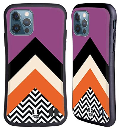 Head Case Designs Violett Farbblock Chevron Hybride Handyhülle Hülle Huelle kompatibel mit Apple iPhone 12 / iPhone 12 Pro