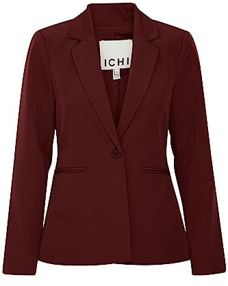 ICHI IHLEXI BL Damen Blazer Kurzblazer Jacke Ein-Knopf-Blazer mit Stretch und Reverskragen, Größe:38, Farbe:Port Royale (191627)