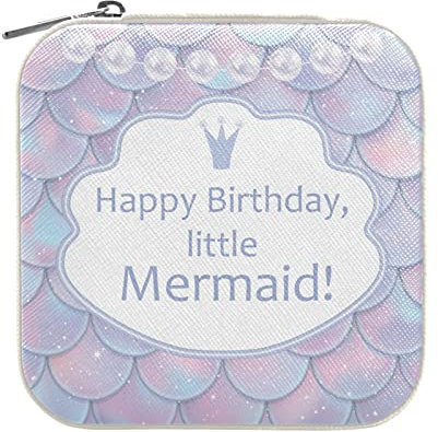 QwThum Schmuckkästchen mit Fischschuppen-Motiv, für Damen, Mädchen, Herren, klein, tragbar, für Ohrringe, Ringe, Halsketten